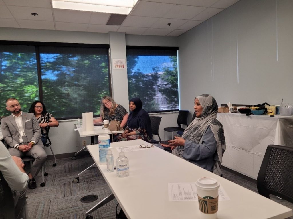 FCC Mentors Zeinaba (second from right) and Nadifo (far right) share about their experience in the FCC Mentorship program. Zeinaba has been a mentor since the program’s first year, while Nadifo started as an intern, opened her FCC business, and recently completed her first year as a mentor. 