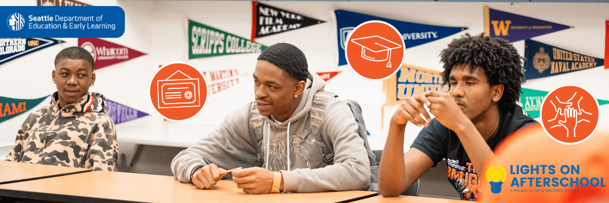 Black male high school youth participate in Project MISTER college and career readiness expanded learning activities at Roosevelt High School.